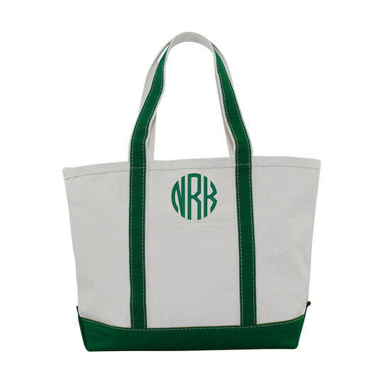 Personalized Medium Emerald Trimmed Boat Tote